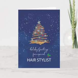 Voor Hair Stylist Kerstboom op Navy Kaart