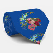 Voor hem, Dark Blue Rustic Roos Valentijn Floral F Stropdas (Opgerold)