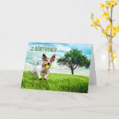 voor Hem op Zijn Verjaardag Jack Russel Terrier Ho Kaart (Gele Bloem)