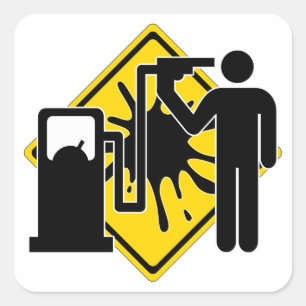 Voor het laatst bijtanken vierkante sticker