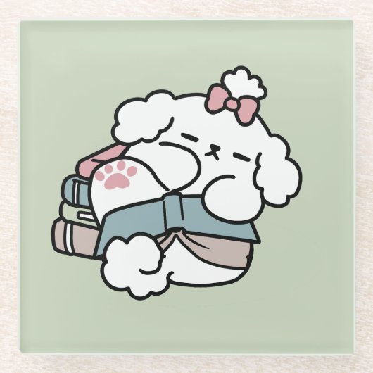 Voor het slapengaan met mijn pup - boek en Hondenl Glazen Onderzetter (Voorkant)