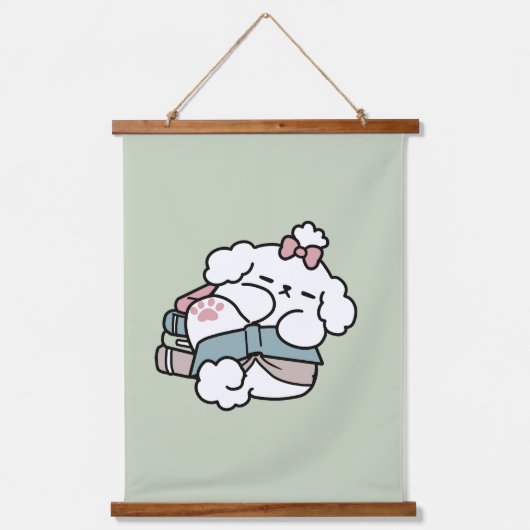 Voor het slapengaan met mijn pup - boek en Hondenl Hangend Wandkleed (Voorkant)