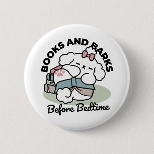 Voor het slapengaan met mijn pup - boek en Hondenl Ronde Button 5,7 Cm