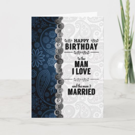 voor Husband Blue Paisley Sentimental Birthday Kaart (Voorkant)