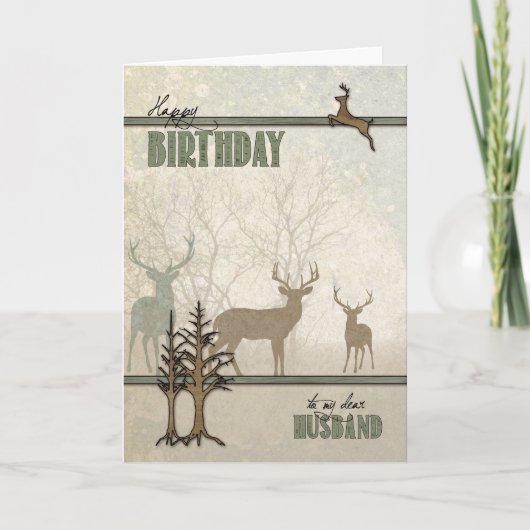 voor Husband Deer in the Forest Birthday Kaart (Voorkant)