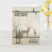 voor Husband Deer in the Forest Birthday Kaart (Gele Bloem)