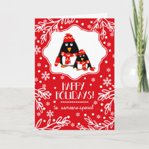 Voor iemand speciaal met Kerstmis. Kleine pinguïns Feestdagen Kaart