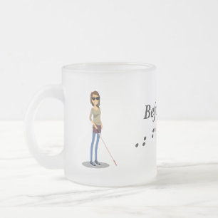 Vóór IEP Coffee Bug met gedrukte braille Matglas Koffiemok