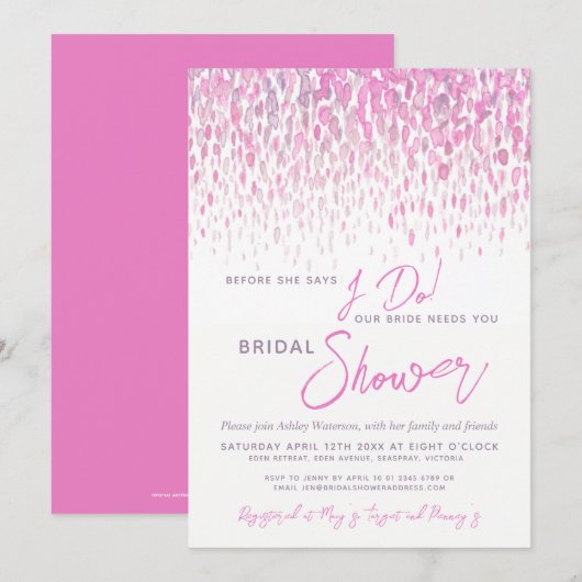 Voor ik vrijgezellenfeest roze waterverf maak kaart (Voorkant / Achterkant)