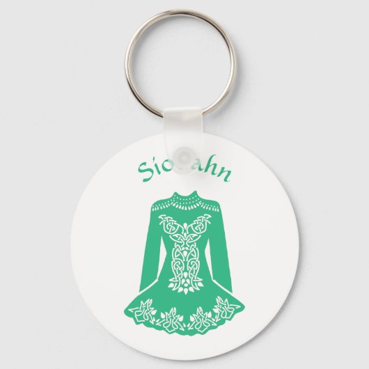 Voor Irish Dancers Green Dansress Personalized Sleutelhanger (Voorkant)