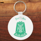 Voor Irish Dancers Green Dansress Personalized Sleutelhanger (Voorkant)