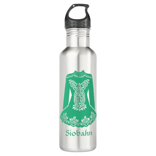 Voor Irish Dancers Green Dansress Personalized Waterfles (Voorkant)