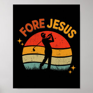 Voor Jezus Christelijk Golf Retro 70s Religieus Go Poster