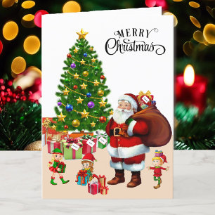 Voor jongen of meisje Kerstman & elfen Kerst Kinde Feestdagen Kaart