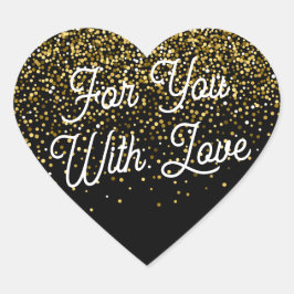 Voor jou met liefde glitter cadeau hart sticker
