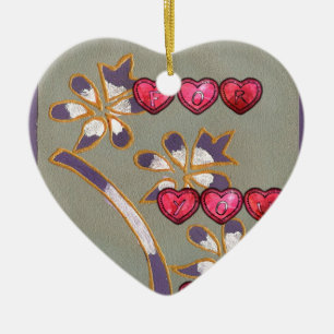 Voor jou van mij: Mooie Floral Hearts Design Keramisch Ornament