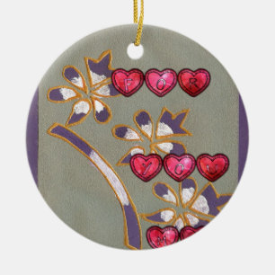 Voor jou van mij: Mooie Floral Hearts Design Keramisch Ornament