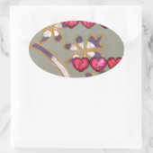 Voor jou van mij: Mooie Floral Hearts Design Ovale Sticker (Tas)