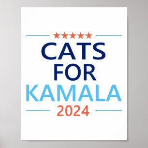 Voor Kamala Harris 2024 Kinderloze Kat Dame Jd Van Poster