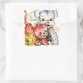 voor Kerstmis Huisdieren Vierkante Sticker (Tas)