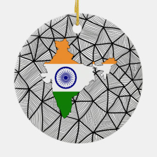 Voor kinderen: Creative India-vlag met kaart Keramisch Ornament