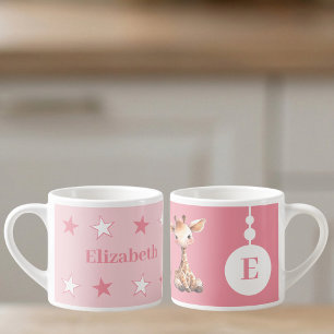 Voor kinderen giraf naam roze espresso kop