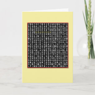 Voor kleinzoon, Wordsearch verjaardagskaart Kaart