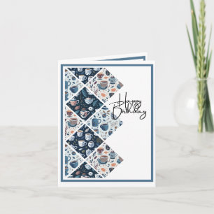 Voor koffie en thee liefhebbers - Blue Birthday Kaart