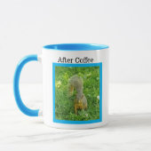 Voor koffie, na koffie, grappige eekhoorn mok (Links)