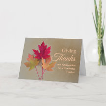 Voor leraar Thanksgiving die Bedankt Kaart geeft