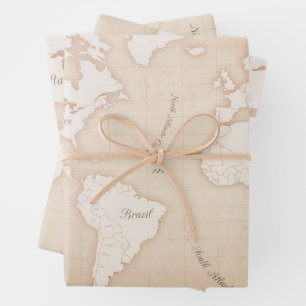 Voor liefhebbers van wereldkaarten, lamineerpapier inpakpapier vel