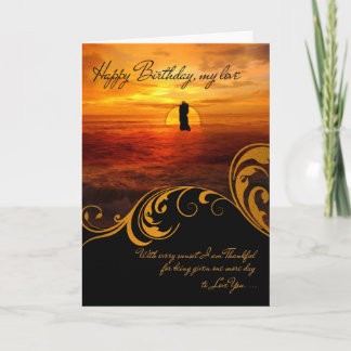 voor Lieverd's Birthday Lovers die op zonsondergan Kaart