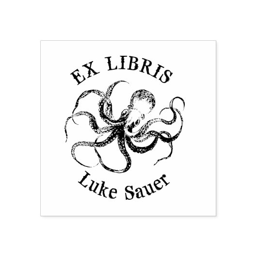 voor Luke octopus ex libris stempel (Afrduk)