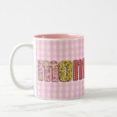 Voor mama (patchwork gewatteerde tekst ) tweekleurige koffiemok (Links)