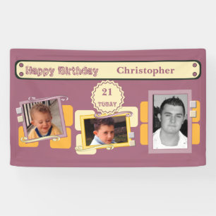 Voor mannen 21st voeg foto's toe: burgundy party spandoek