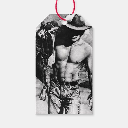 Voor mannen: Klassic Fine Art Alpha Male Cowboy Cadeaulabel (Voorkant)