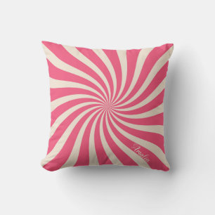 Voor meisjes, karamel, roze, snoep, gepersonalisee kussen