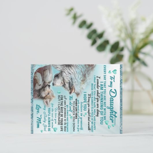 Voor mijn dochter Leeuwenfamilie-cadeau, dochter v Briefkaart (Staand voorkant)