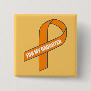 Voor mijn dochter (Oranje lint) Vierkante Button 5,1 Cm