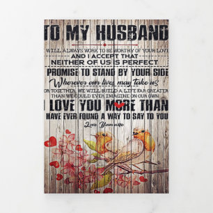 Voor mijn echtgenoot cadeau Mooie slogan gift Drieluik Aankondiging