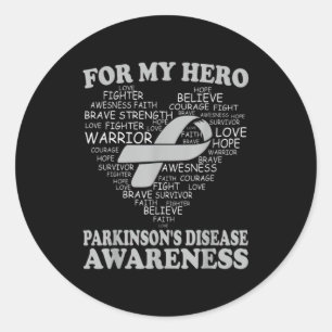 Voor mijn held Parkinsons Ziekte Bewustzijnslint H Ronde Sticker
