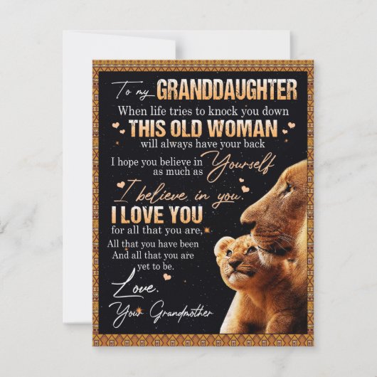 Voor mijn kleindochter Cadeau van oma, Leeuwen lie Kaart (Voorkant)