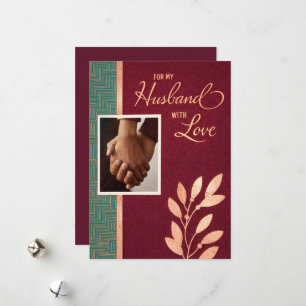 Voor mijn man met liefde Elegant Bourgondisch ge Feestdagenkaart