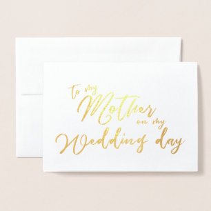 Voor mijn moeder op mijn trouwdag Calligraphy Folie Kaarten