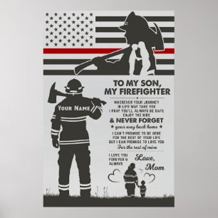voor mijn mooie moeder brandweerman , moederdag ca poster