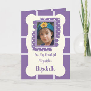 Voor mijn mooie Stepsister paarse en lila foto Kaart