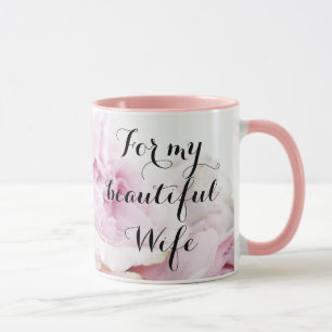 Voor mijn mooie vrouw in Roze Rose Floral Mok