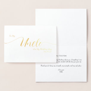 Voor mijn oom op mijn trouwdag Elegante script Folie Kaarten
