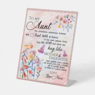 Voor mijn tante Gift, vlindervloed van nicht Reclamebord Met Voetstuk