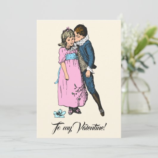 voor mijn Valentijn meisje roze blauw Feestdagenkaart (Staand voorkant)